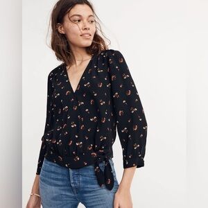 MADEWELL Wrap Top in Flower Toss XS